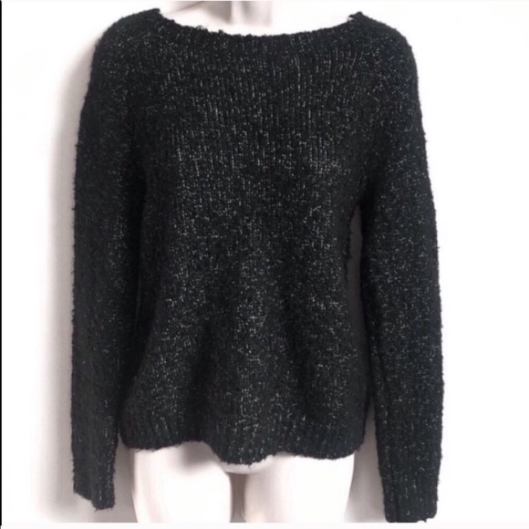 GAP soft wool bouclé boat neck black sweater xs - Picture 1 of 8